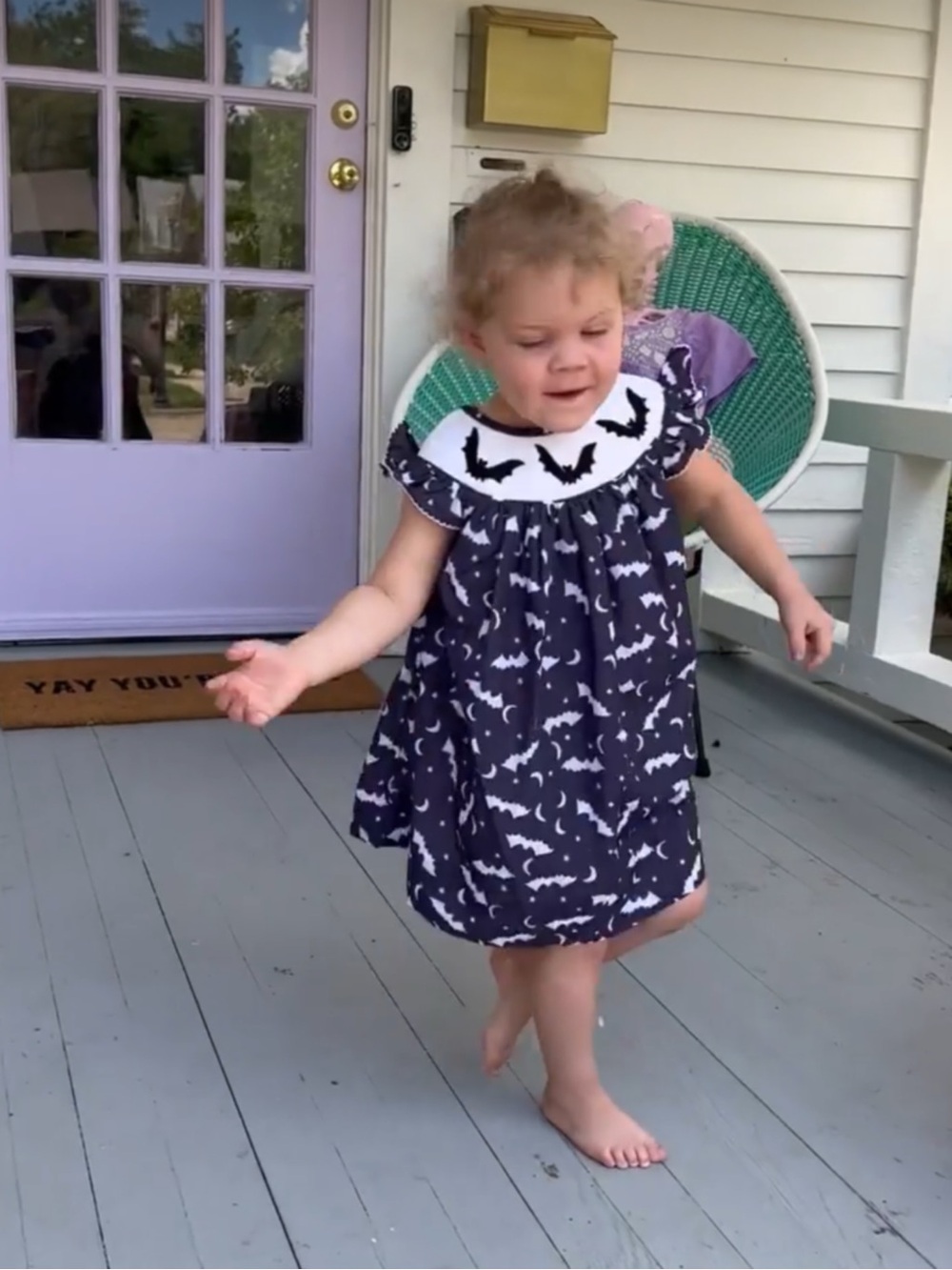 Poppy Kids Co. Creepy Bats Smocked Halloween Dress